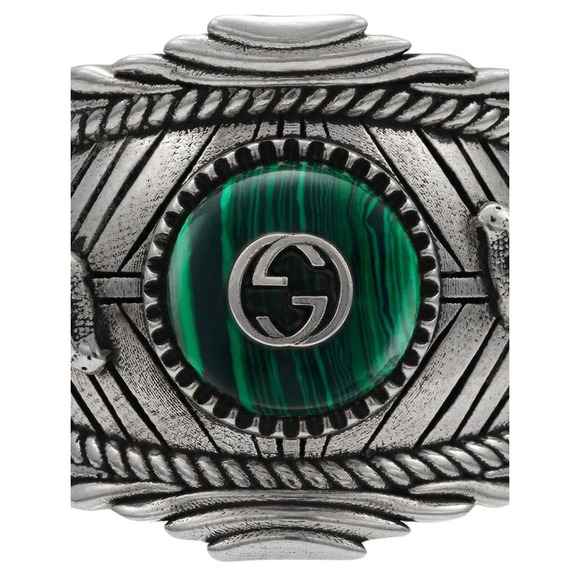 NIB Gucci Garden GG Malachite Ring in Silver Size 12 - Picture 3 of 14